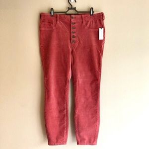 Pilcro High-Rise Button-Fly Skinny Corduroy Pants
